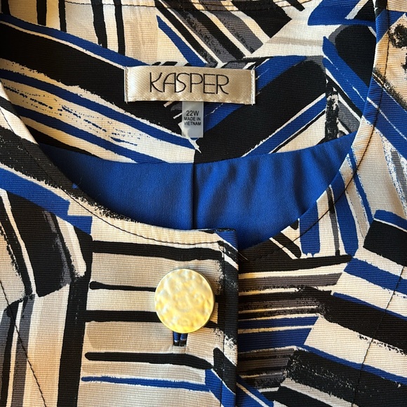 Kasper long modest royal blue, white and black dress jacket - Picture 3 of 10